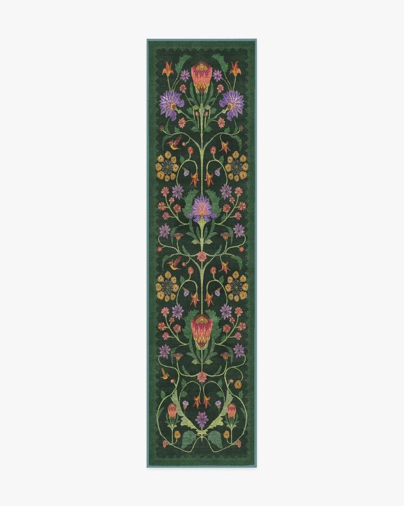 Ruggable Tapestry Bloem Runner Tapijt - Nieuw, Rechthoekig, Groen, Nieuw, 200 cm of meer