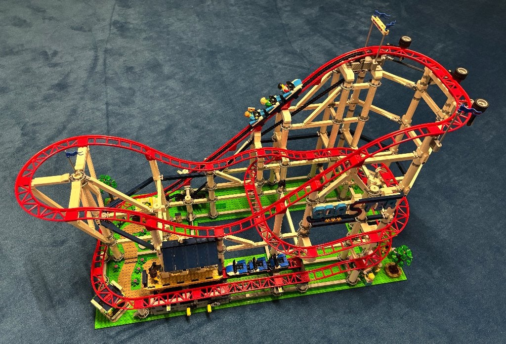 Lego Roller Coaster (10261) i.z.g.s. met doos en boekjes, Inclusief instructies, Lego, Ophalen of Verzenden, Zo goed als nieuw