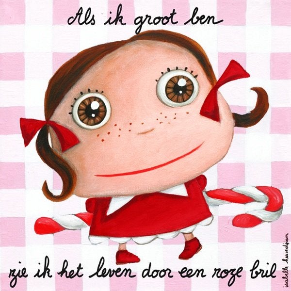 Kinderschilderij Canvas Schilderij RozeBril 30x30, KidsDecoshop, Nieuw, Ophalen of Verzenden, Info@kidsdecoshop.nl
