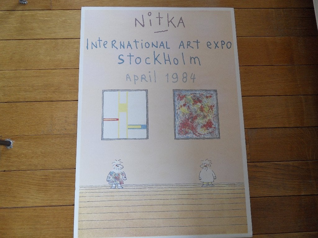 Nitka poster Art expo Stockholm April 1984 -- 64 x 44,5 cm., Ophalen of Verzenden, Zo goed als nieuw, A1 t/m A3