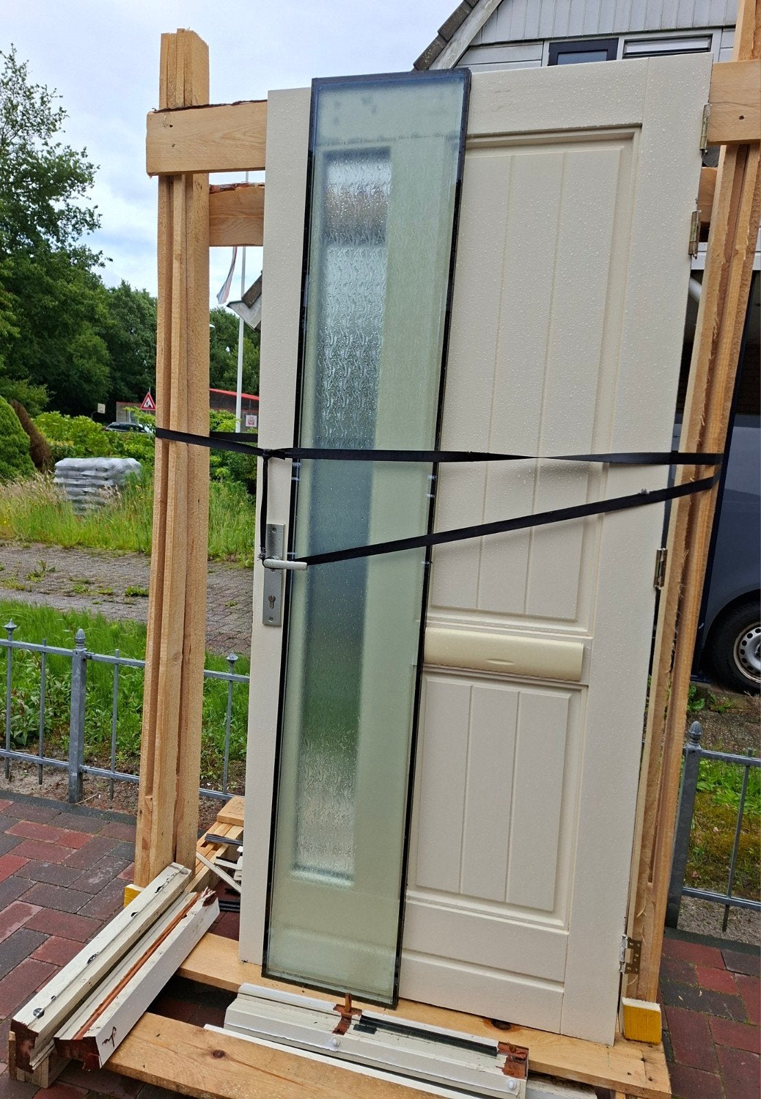Gebruikte Voordeur met Glas - 92x211x6 cm, Ophalen, Gebruikt, 80 tot 100 cm, Buitendeur