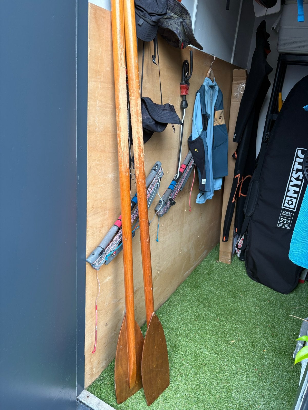 Houten peddels voor kano of roeiboot - Set van 2, Ophalen, Gebruikt, Enkelbladige peddel