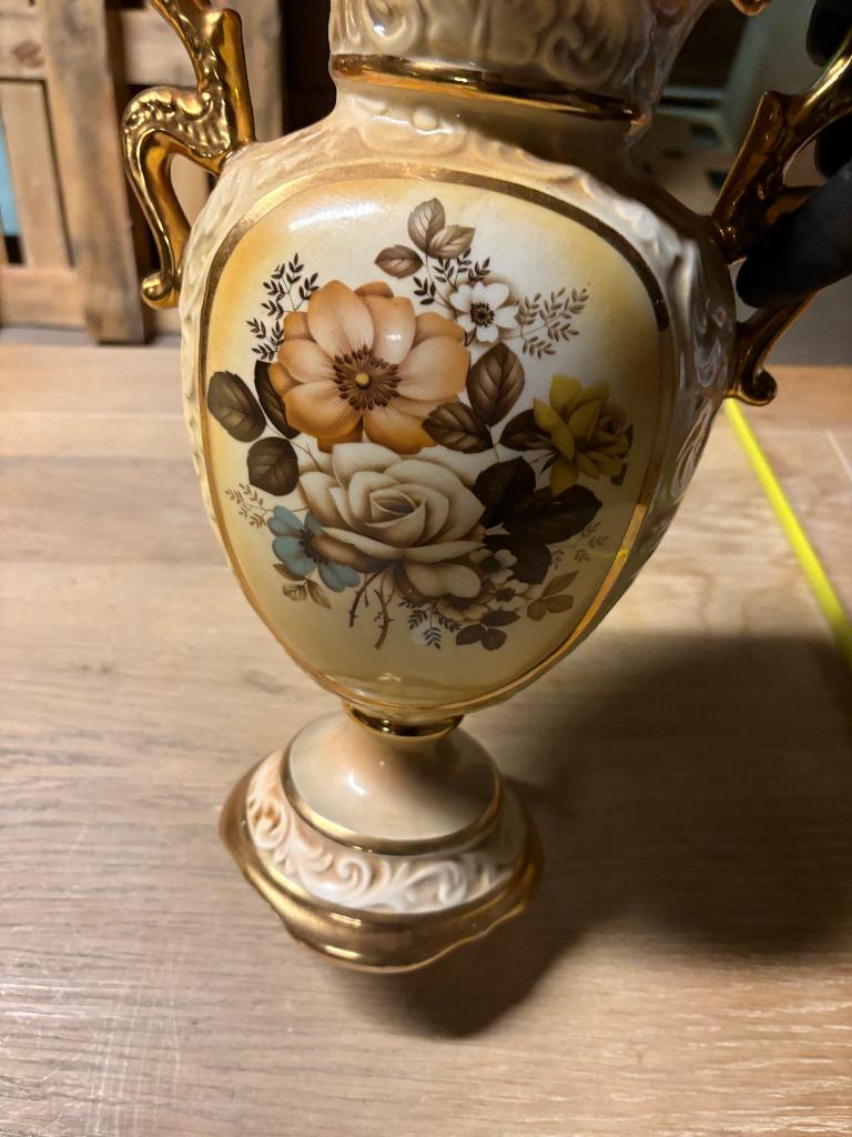 Klassieke keramieken vaas met bloemenmotief, Ophalen, Gebruikt, Overige kleuren