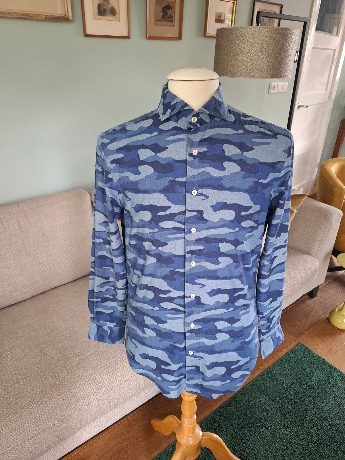 Profuomo overhemd boordmaat 39, Blauw, Halswijdte 39/40 (M), Ophalen of Verzenden, Profuomo