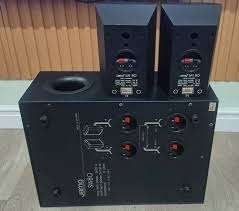 Jamo SW80 subwoofer met 2 satelietspeakers, Ophalen, Subwoofer, Zo goed als nieuw, 60 tot 120 watt