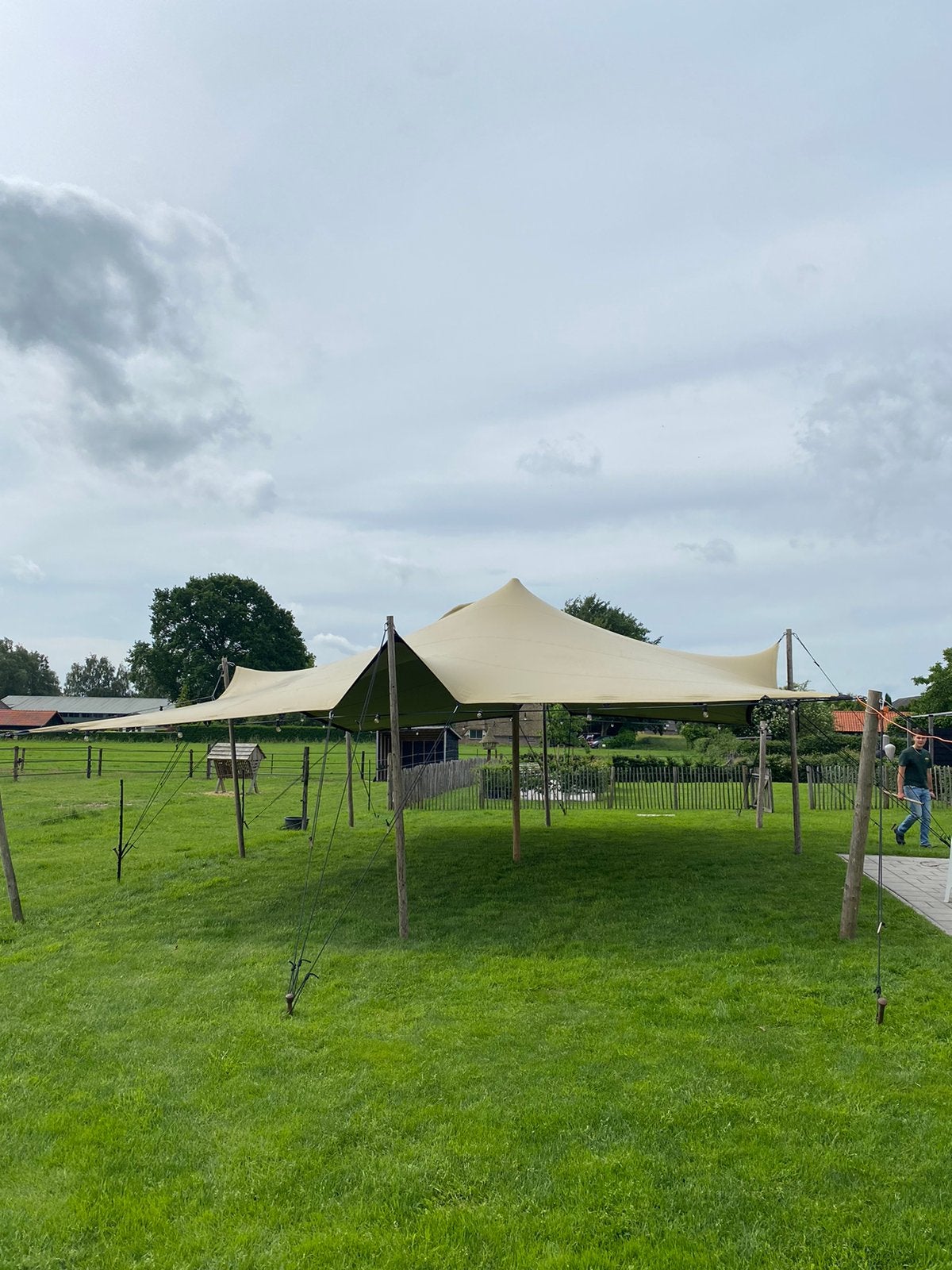 Goedkoopste STRETCHTENT te huur. 8x10 partytent, Ophalen, Zo goed als nieuw, 8 meter of meer