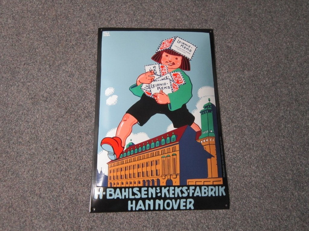 LEIBNIZ HANNOVER EMAILLE RECLAMEBORD, Ophalen, Zo goed als nieuw, Reclamebord