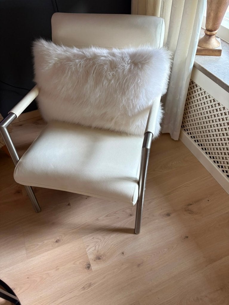 Design stoel Spaans buffelleer, Ophalen, Wit, Zo goed als nieuw, Eén