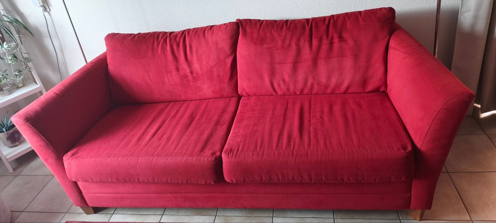 Montel 2-zitsbank rood  in Amersfoort, Ophalen, Gebruikt, Minder dan 75 cm, Driepersoons