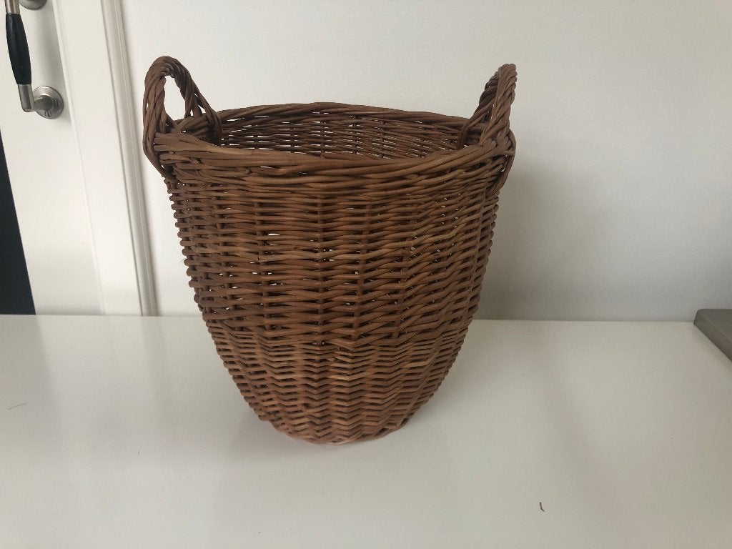 B269 Retro rieten opbergmand mand voor ...., Ophalen of Verzenden, Gebruikt, Rond, Riet