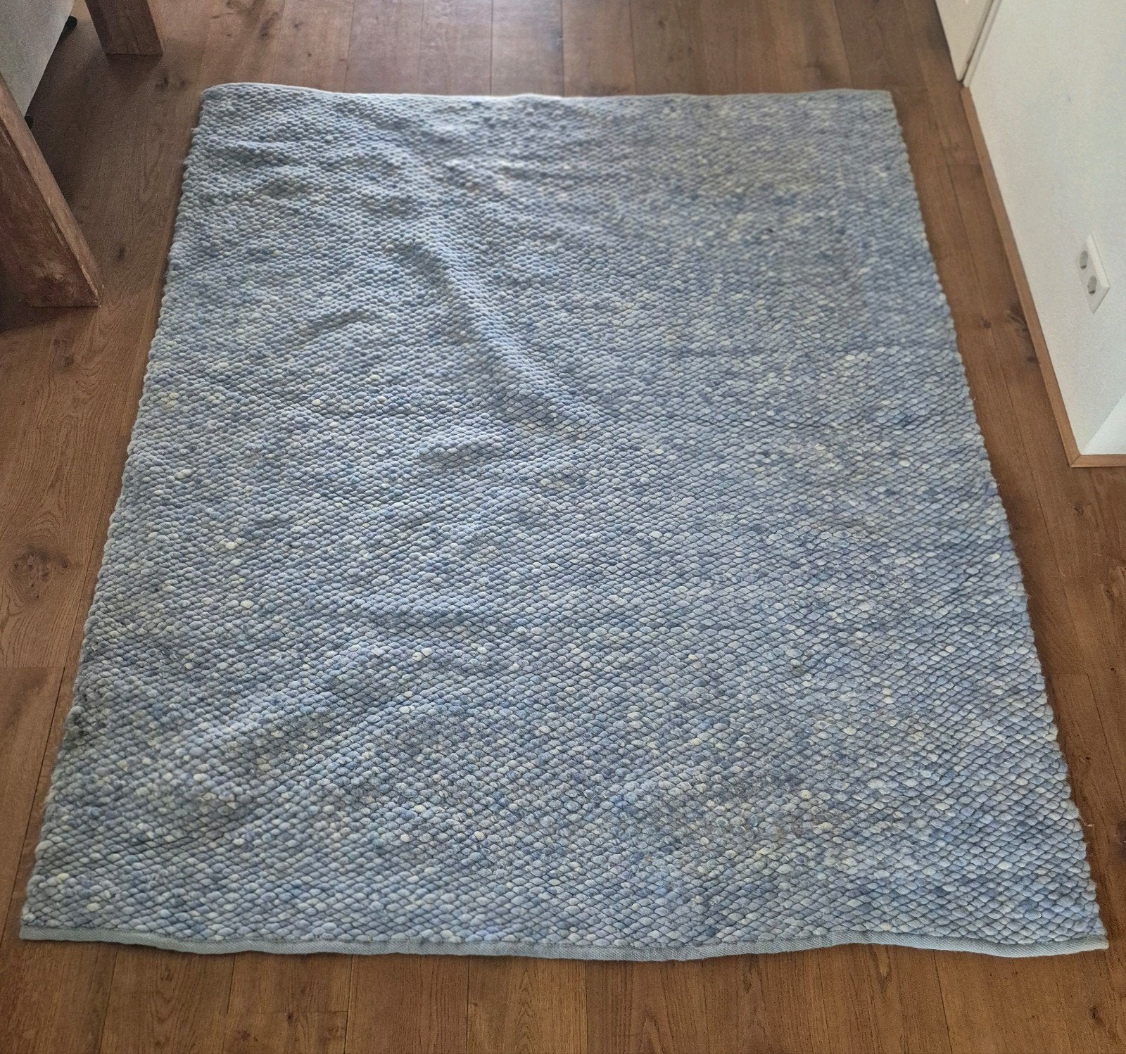 Perletta Limone wollen vloerkleed 190x215 lichtblauw, Ophalen, Gebruikt, Modern, Scandinavisch, Blauw