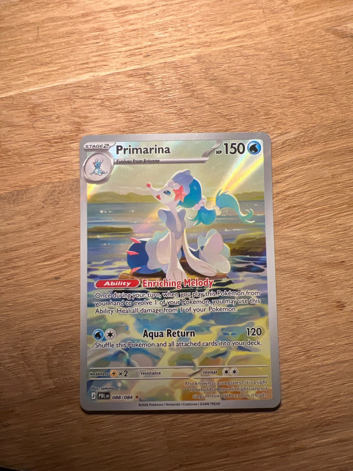 Pokémon Kaart Primarina 088/084 - Zo goed als nieuw, Ophalen of Verzenden, Zo goed als nieuw, Losse kaart