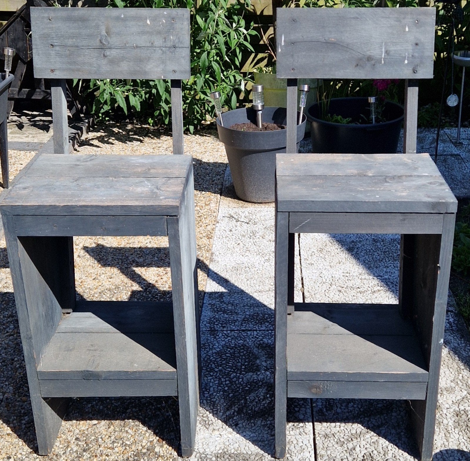2 stijgerhouten barkrukken zithoogte 80 cm, Ophalen, Gebruikt, 60 tot 90 cm, Hout