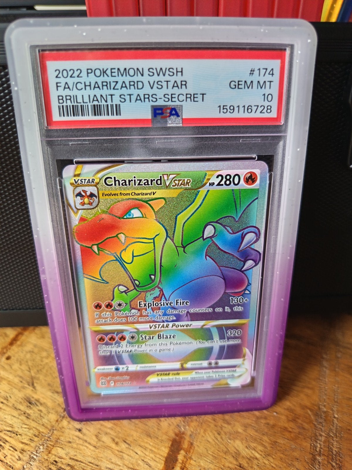 Pokémon Charizard Vstar Brilliant Stars #174 PSA 10, Ophalen of Verzenden, Nieuw, Losse kaart, Foil
