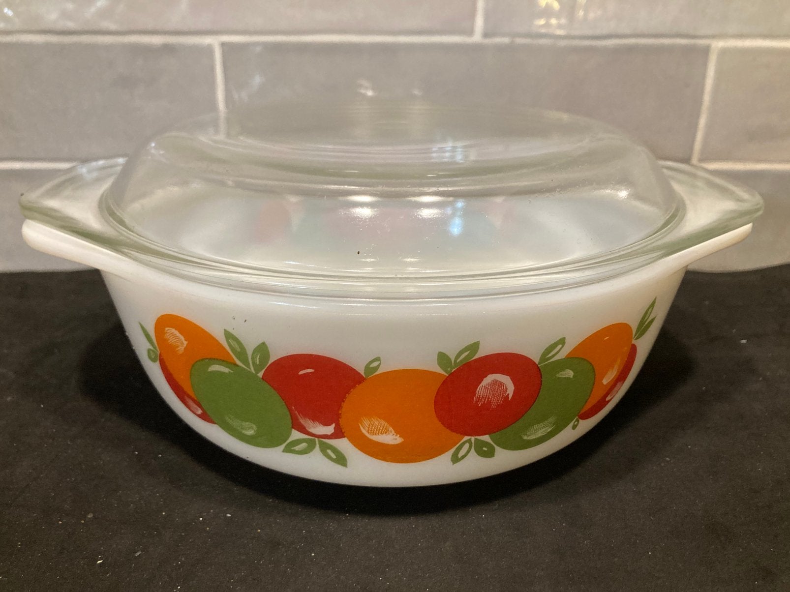 Vintage dekschaal, ovenschaal (270826), Huis en Inrichting, Keuken | Servies, Ophalen of Verzenden, Glas, Overige stijlen, Schaal of Schalen