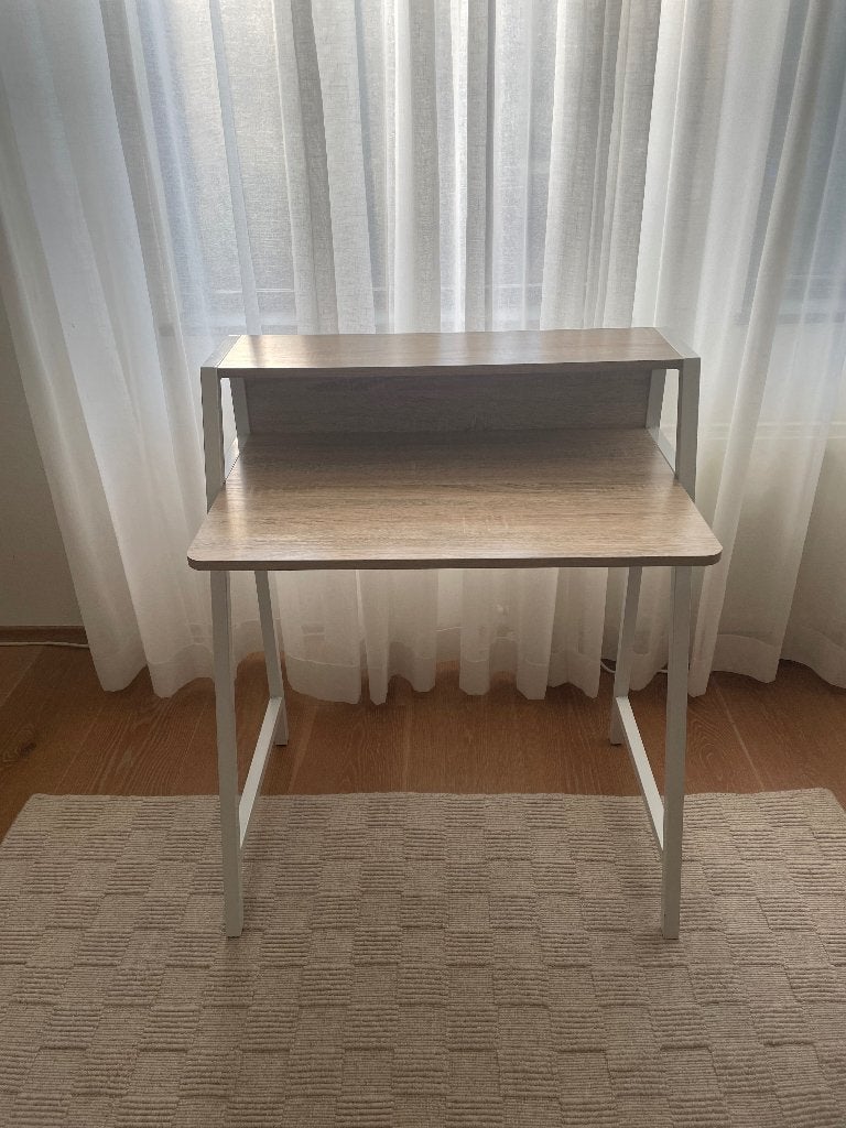 HJH Office DUMONT bureau computertafel eiken/wit, Ophalen, 78 cm, 51 cm, Metaal