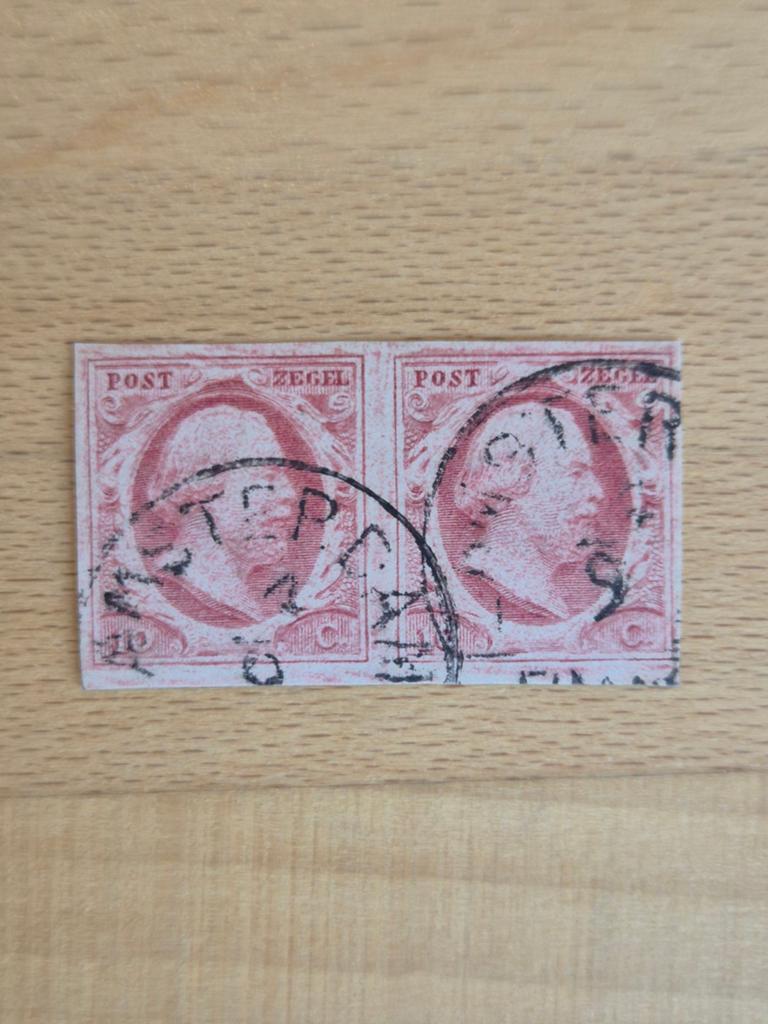 Nederland 1852 Koning Willem III (paar), Postzegels en Munten, Postzegels | Nederland, Ophalen of Verzenden, Na 1940, Gestempeld