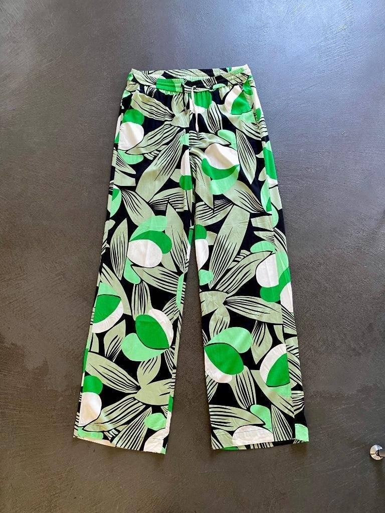 J299 Kyra maat 36/38=S/M broek groen/wit/zwart, Ophalen of Verzenden, Zo goed als nieuw, Maat 36 (S), Lang