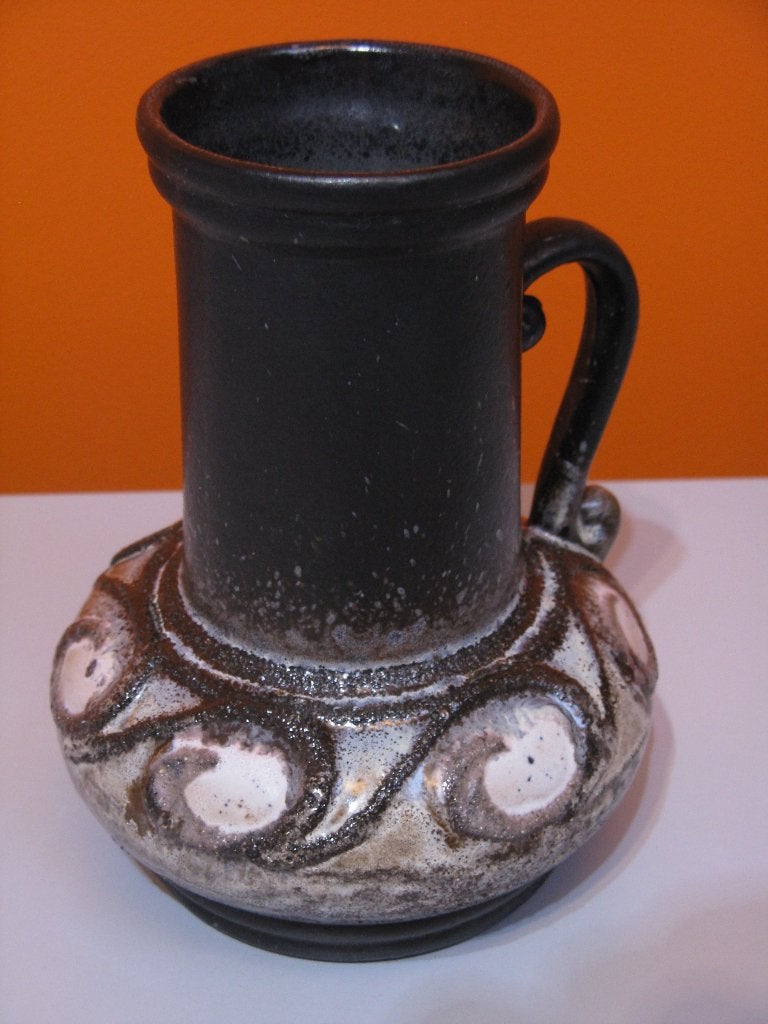 retro vintage keramiek vaas Strehla Germany GDR 70s, Met patroon/structuur, Meerkleurig, Ophalen of Verzenden, Zo goed als nieuw