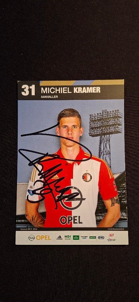 Spelerskaart met handtekening; Michiel Kramer # Feyenoord, Ophalen of Verzenden, Nieuw, Feyenoord, Spelerskaart