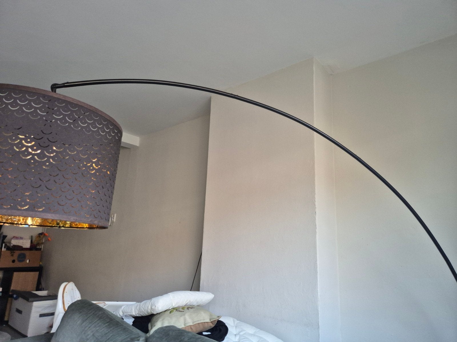 Booglamp met lampenkap (eventueel apart verkrijgbaar), Ophalen, Gebruikt, E27 (groot), Textiel