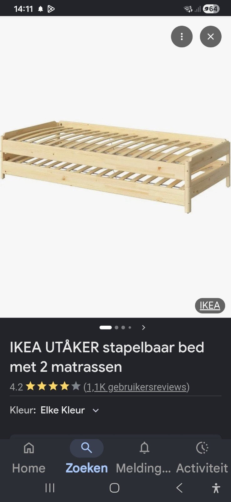 Kinder/tienerbed met logeerbed eronder, Ophalen, Gebruikt, 180 cm of meer, Minder dan 70 cm