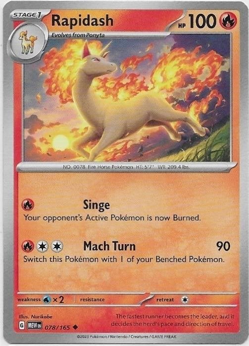 Pokemon 151,  Rapidash [uncommon] 78/165, Verzenden, Nieuw, Losse kaart