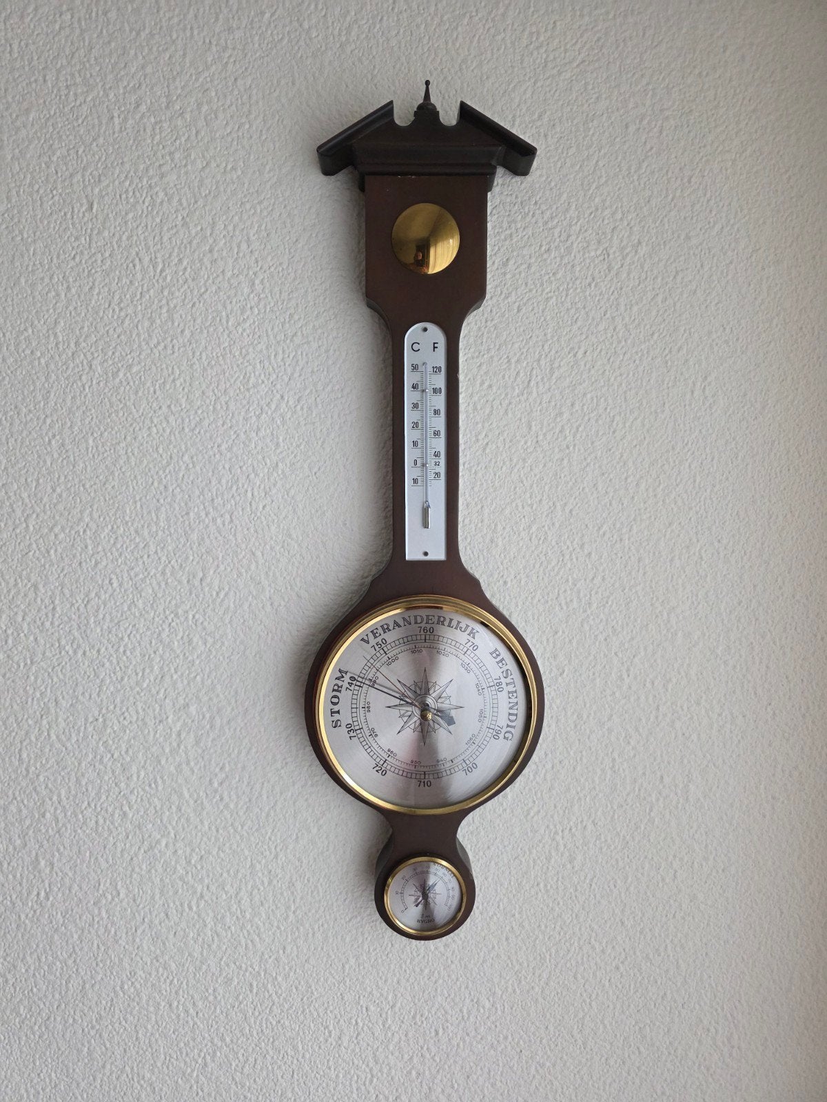 Vintage Barometer met Thermometer en Hygrometer, Ophalen, Gebruikt, Weerstation