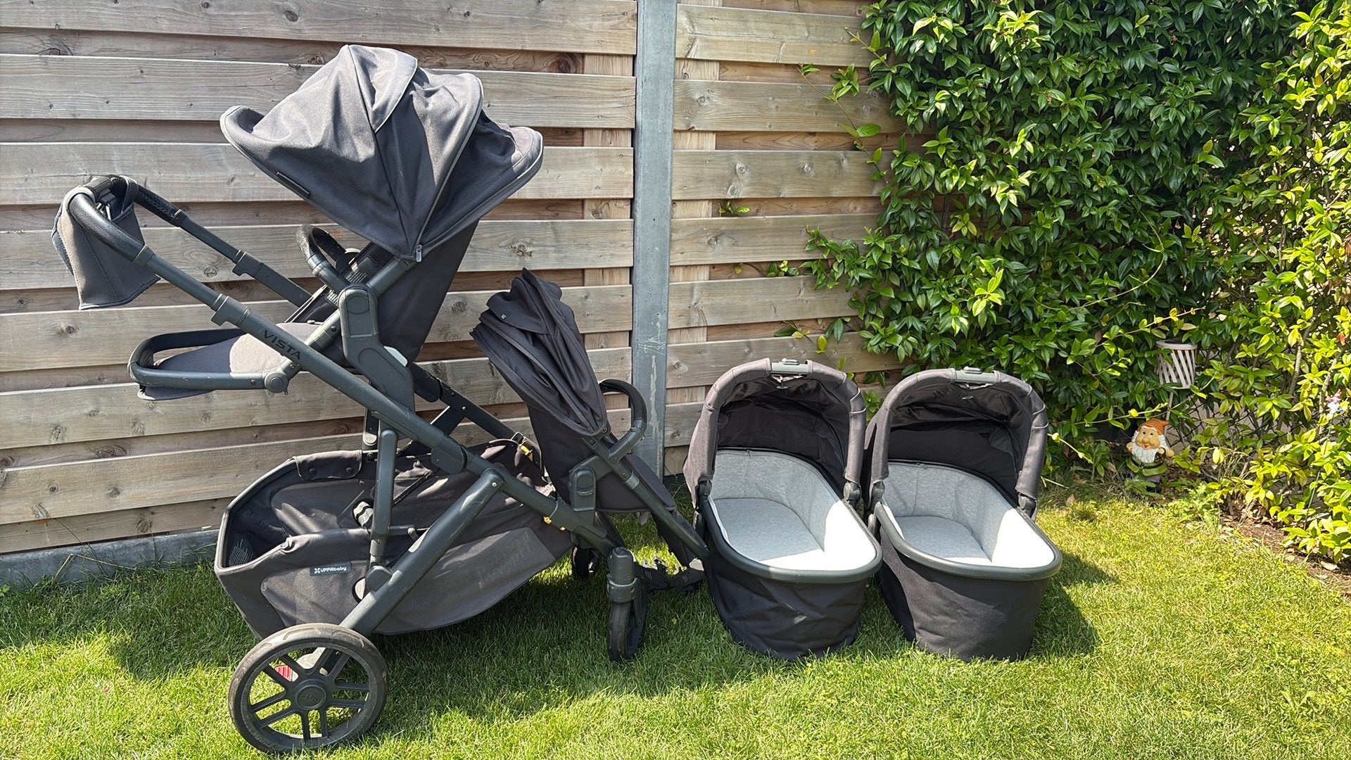 Zwarte uppa vista v2 duo - tweeling kinderwagen, Ophalen, Zo goed als nieuw, Overige merken