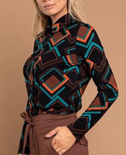 Studio anneloes poppy retro shirt blouse  L mokka bruin, Kleding | Dames, Bruin, Maat 42/44 (L), Ophalen of Verzenden, Zo goed als nieuw