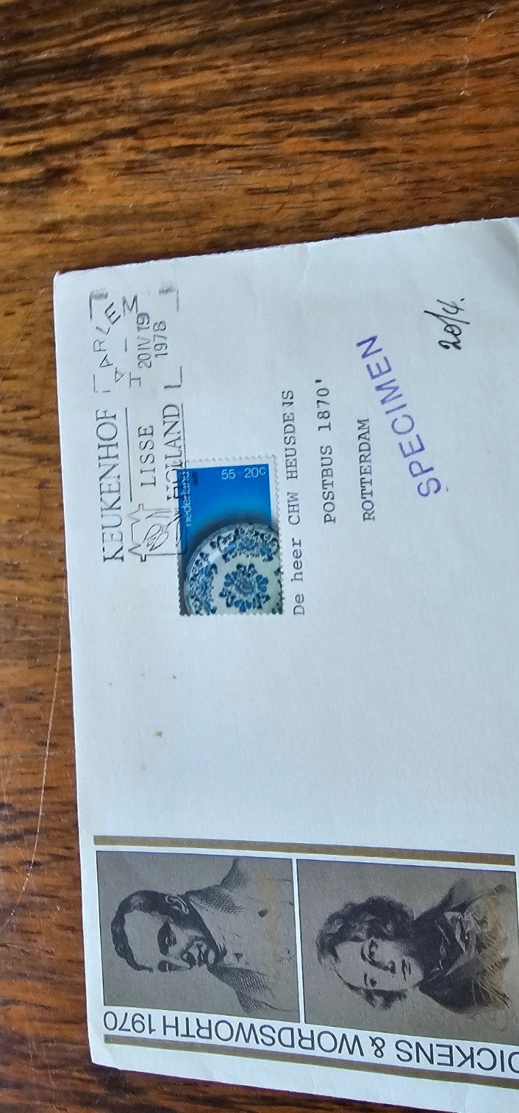 FDC Dickens & Wordsworth 1970 - Keukenhof Lisse 1978, Postzegels en Munten, Verzenden, Nederland