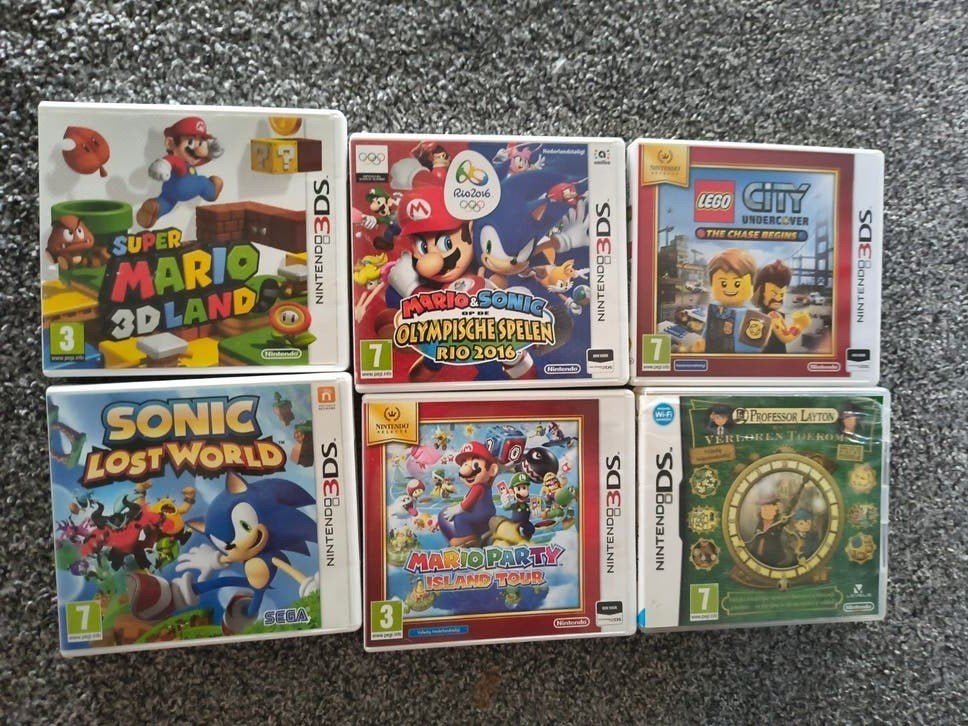 5 3ds games en 1 ds game, Gebruikt, Overige genres, Ophalen of Verzenden, Gekoppelde computers