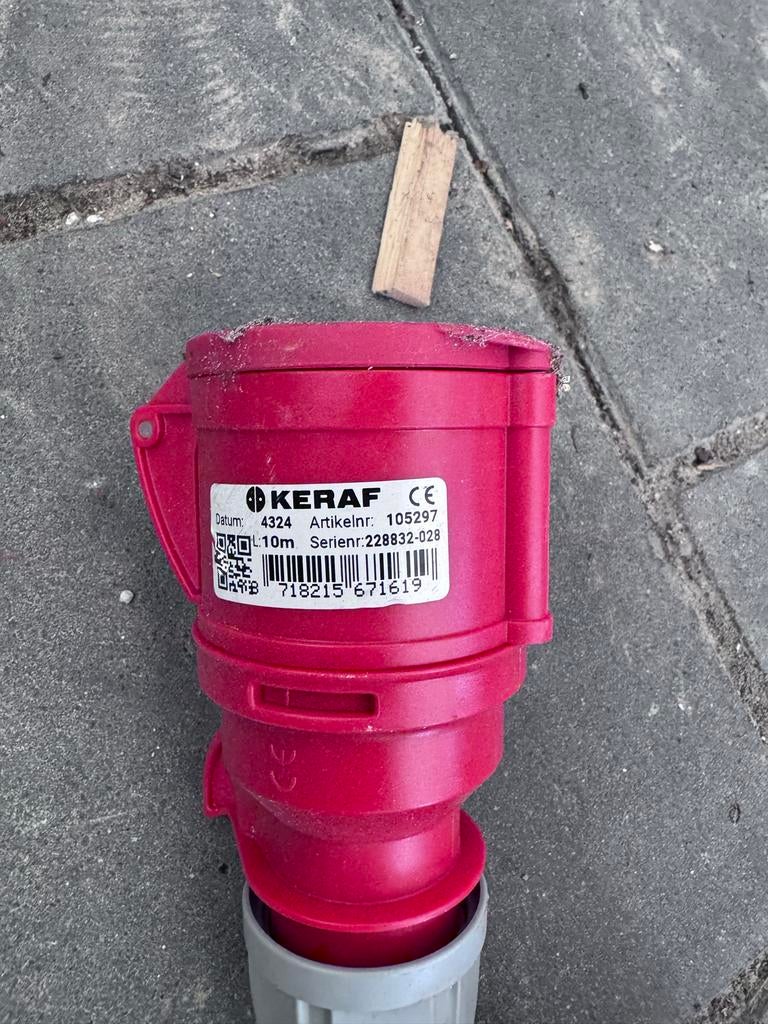 Krachtstroom verlengkabel 10m 5x6 32A, Doe-het-zelf en Verbouw, Elektra en Kabels, Ophalen of Verzenden, Gebruikt, Kabel of Snoer