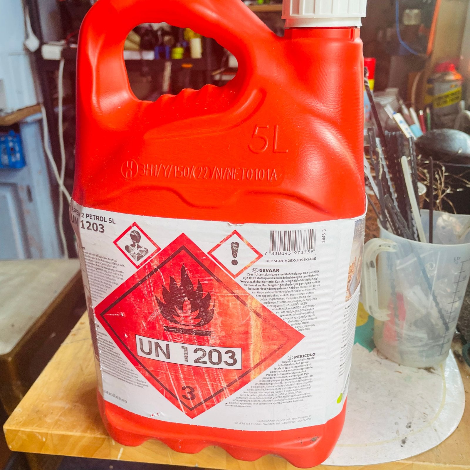 5L Benzine Jerrycan - UN 1203 - Gevaarlijke Stoffen, Ophalen, Gebruikt
