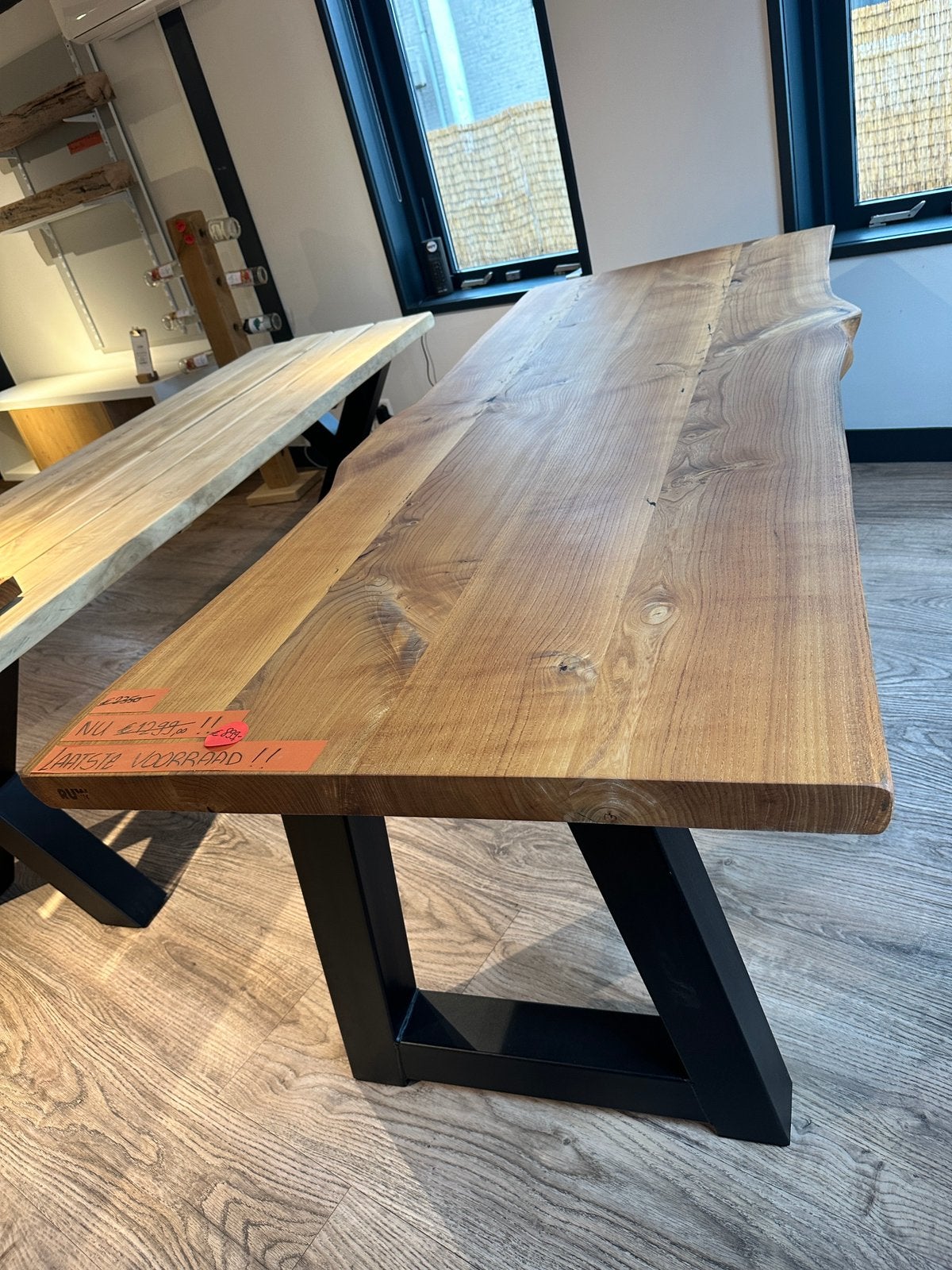 Boomstam eettafel iepen, Huis en Inrichting, Tafels | Eettafels, Overige materialen, 50 tot 100 cm, Vijf personen of meer, Rechthoekig