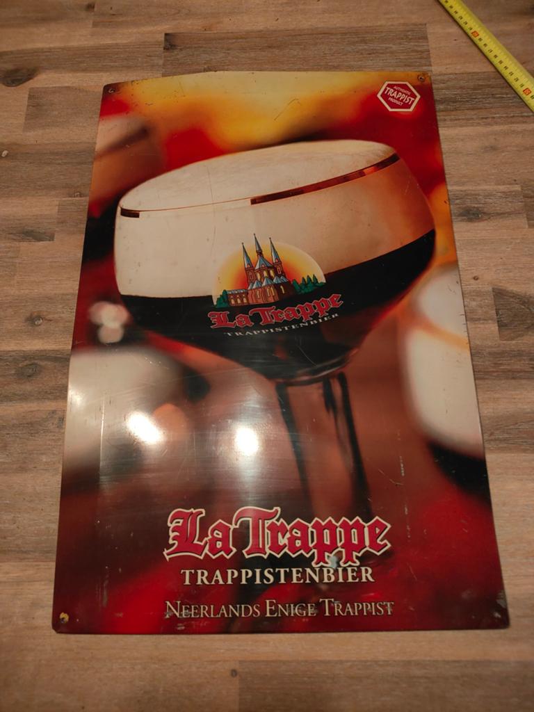 La Trappe bier reclame bord, Ophalen of Verzenden, Zo goed als nieuw, Reclamebord, Plaat of Schild, La Trappe