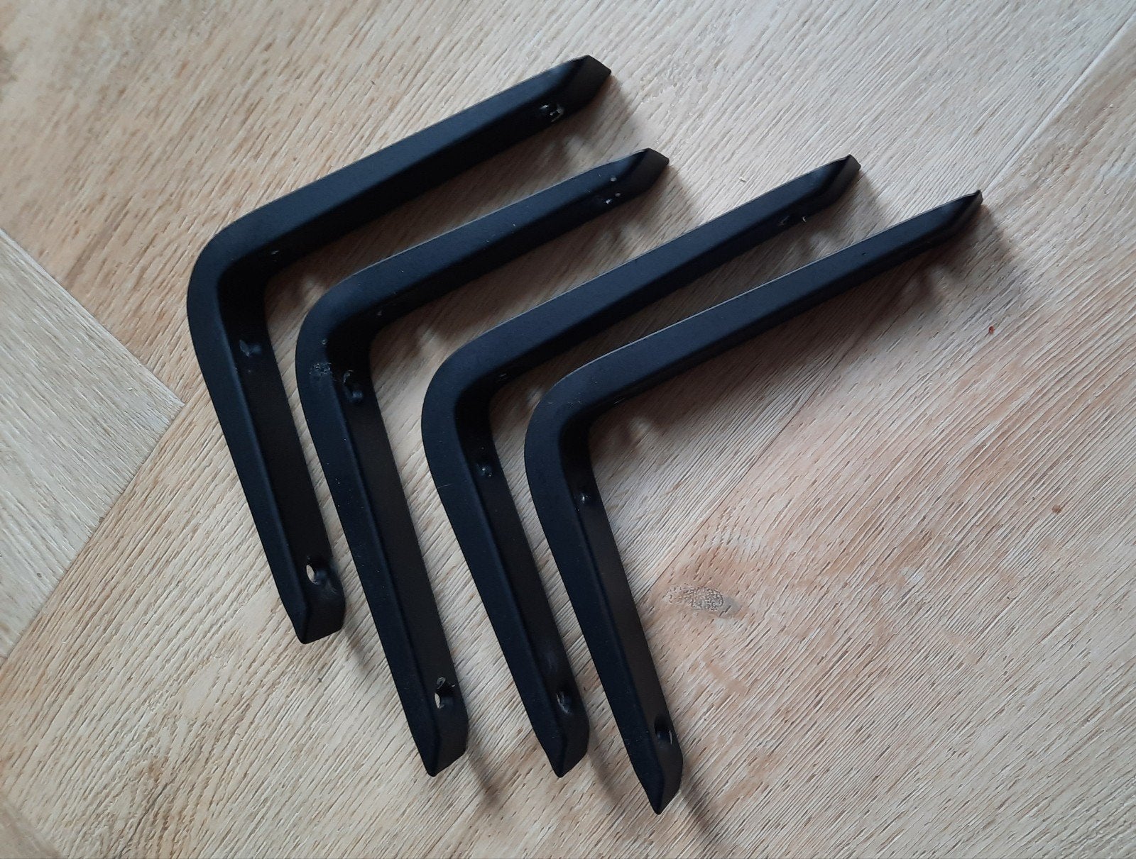 Set van 4 zwarte metalen plankdragers, 150x120mm, Ophalen