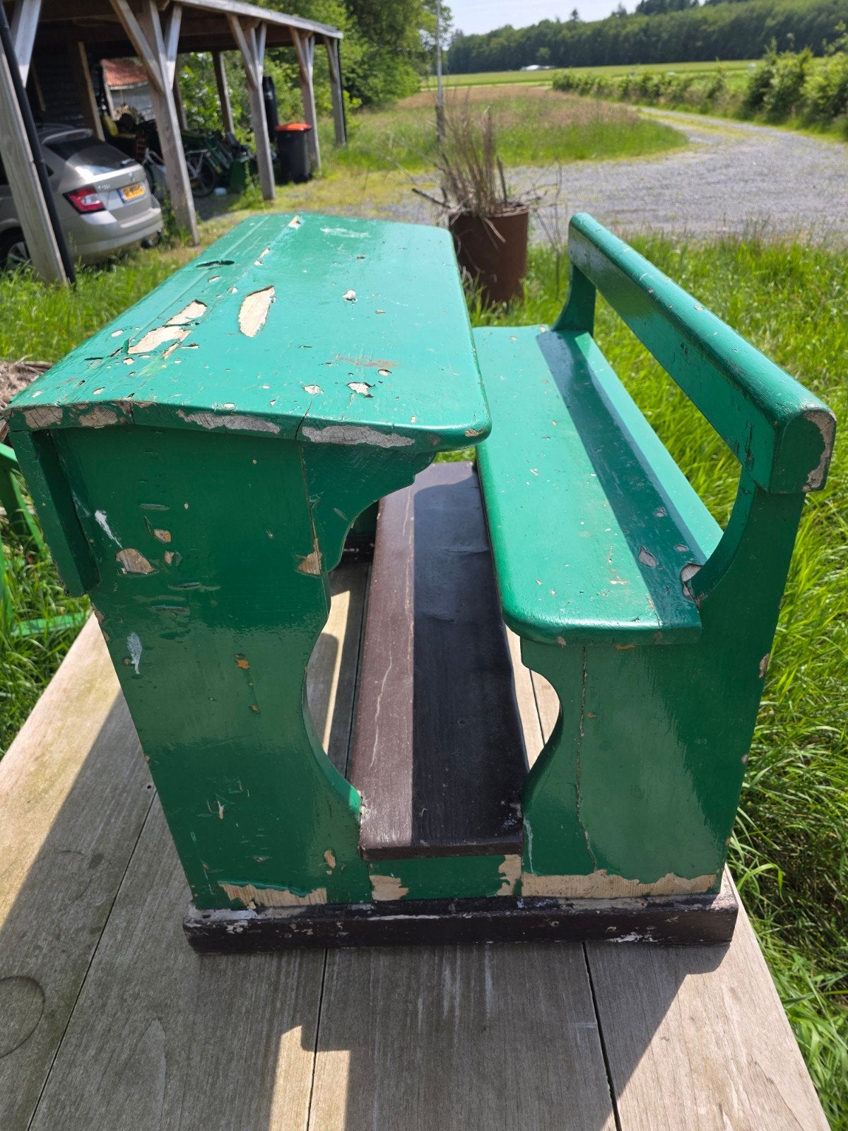 Vintage Groene Schoolbank / Lessenaar, Ophalen