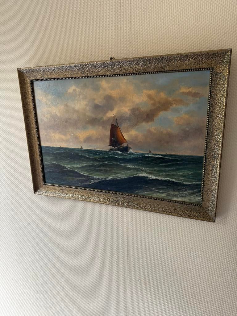 Haaike Abraham Jaarsma Botter op Volle Zee, Antiek en Kunst, Ophalen of Verzenden