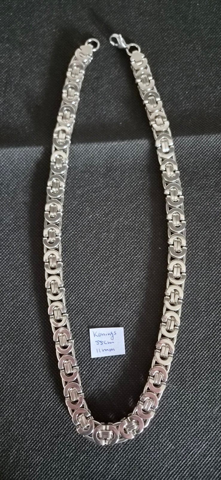 Koningsketting 55cm 11mm, Sieraden, Tassen en Uiterlijk, Kettingen, Ophalen of Verzenden, Nieuw, Zilver, Overige materialen