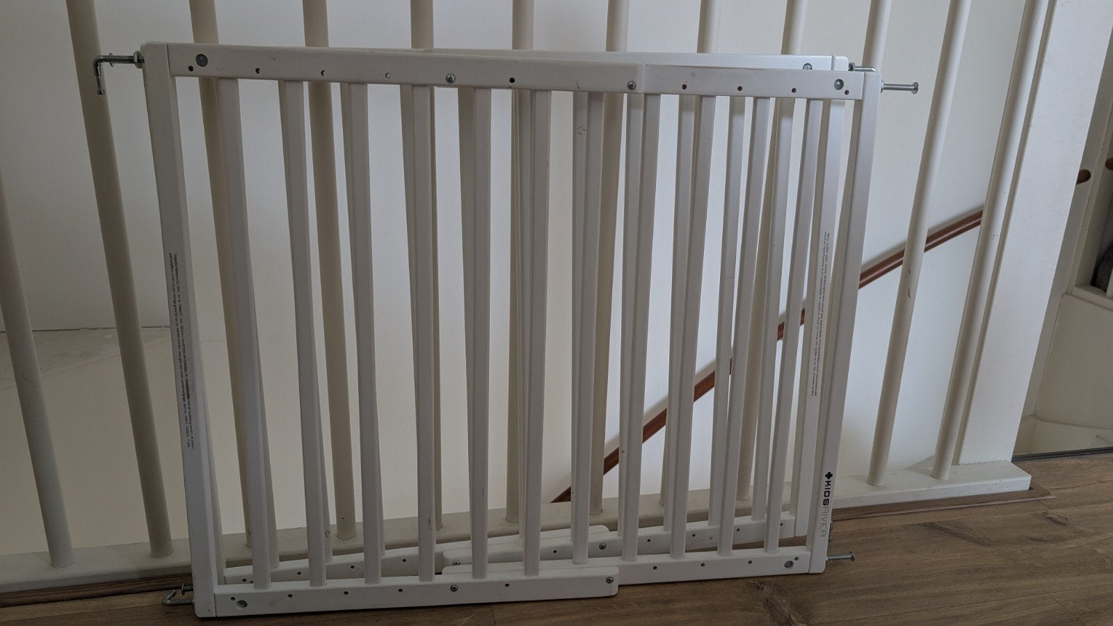Twee witte traphekjes, Ophalen, Gebruikt, Hout, 100 tot 115 cm