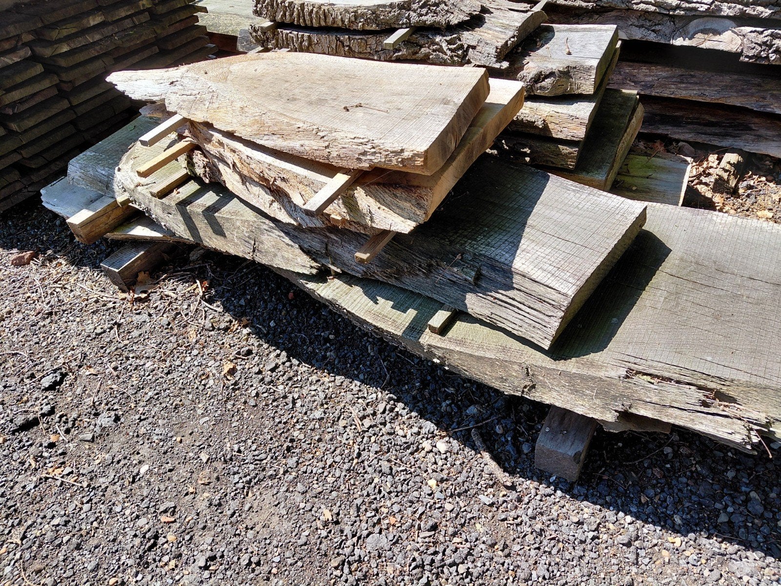 13 Eiken schaaldelen 5cm. dik. samen €75., Ophalen, 250 cm of meer, Planken