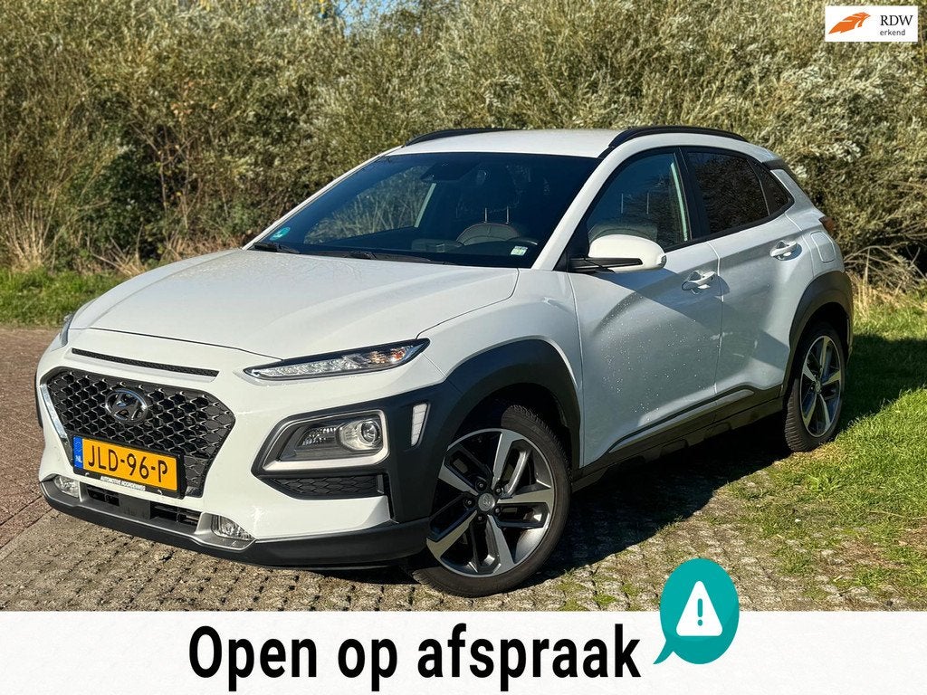 Hyundai KONA 1.6 T-GDI Premium 1E EIG / AUTOMAAT / LED, Auto's, Hyundai, Automaat, 4 cilinders, Leder en Stof, Wit