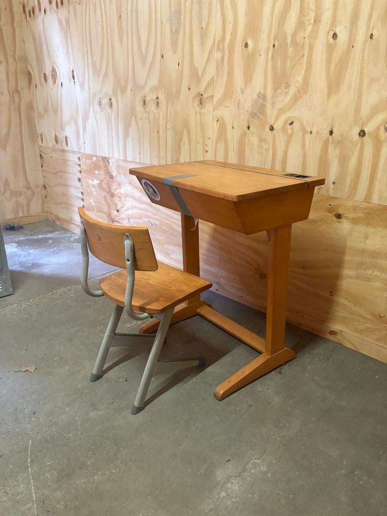 Vintage school lessenaar met stoel - Oude stijl, Ophalen, Gebruikt, Tafel(s) en Stoel(en)