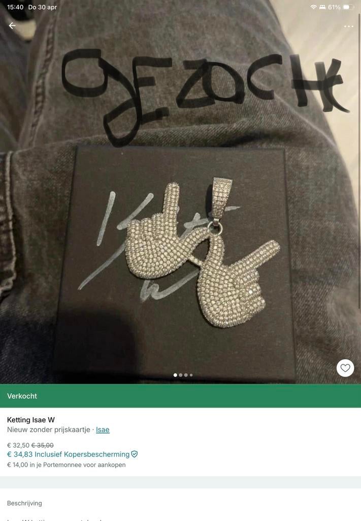 Ik zoek de isae ketting ik betaal €60, Ophalen of Verzenden, Zo goed als nieuw