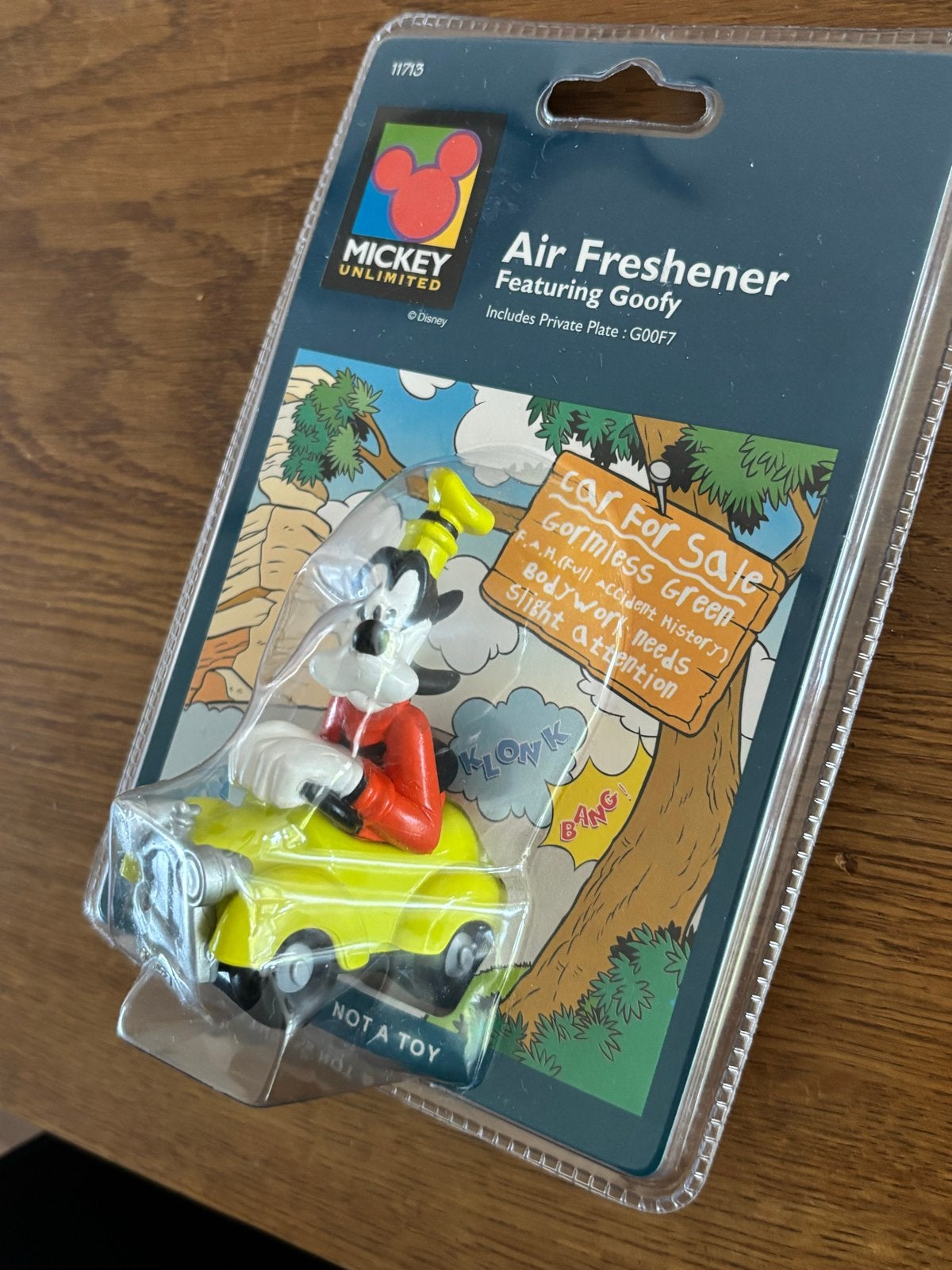 Vintage jaren 90 Disney Goofy (auto) longlst luchtverfrisser, Ophalen of Verzenden, Goofy of Pluto, Nieuw, Overige typen