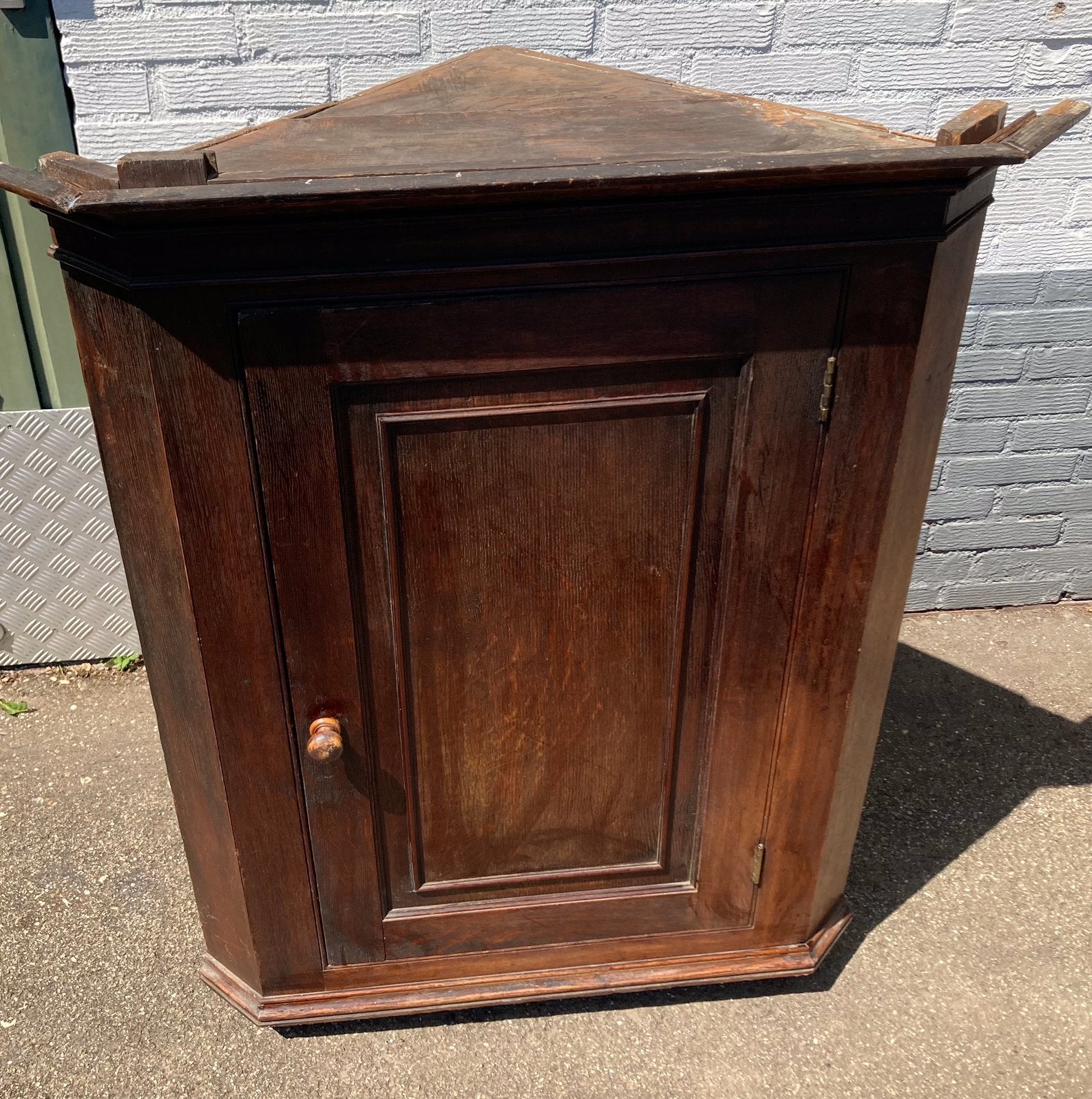 Antieke eiken hang hoekkast rond 1900, Antiek en Kunst, Ophalen