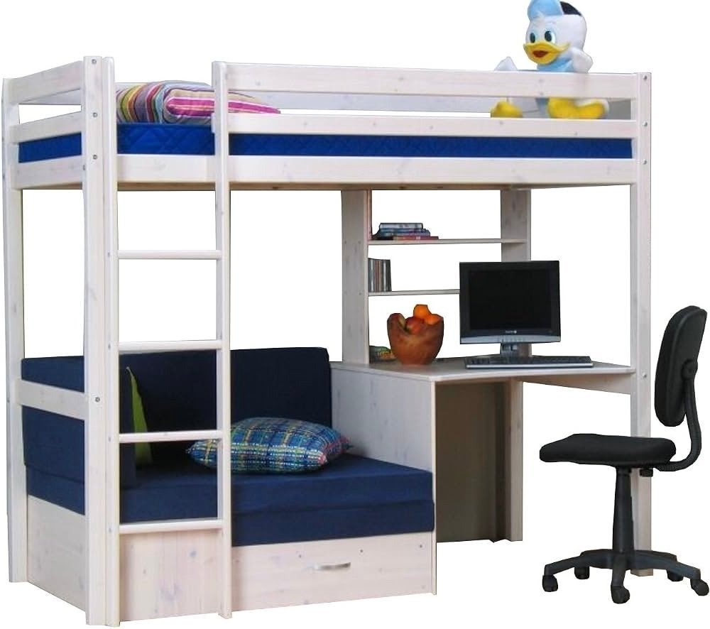 Thuka Hoogslaper met Logeerbed en Bureau, Ophalen, Gebruikt, Eenpersoons, 200 cm