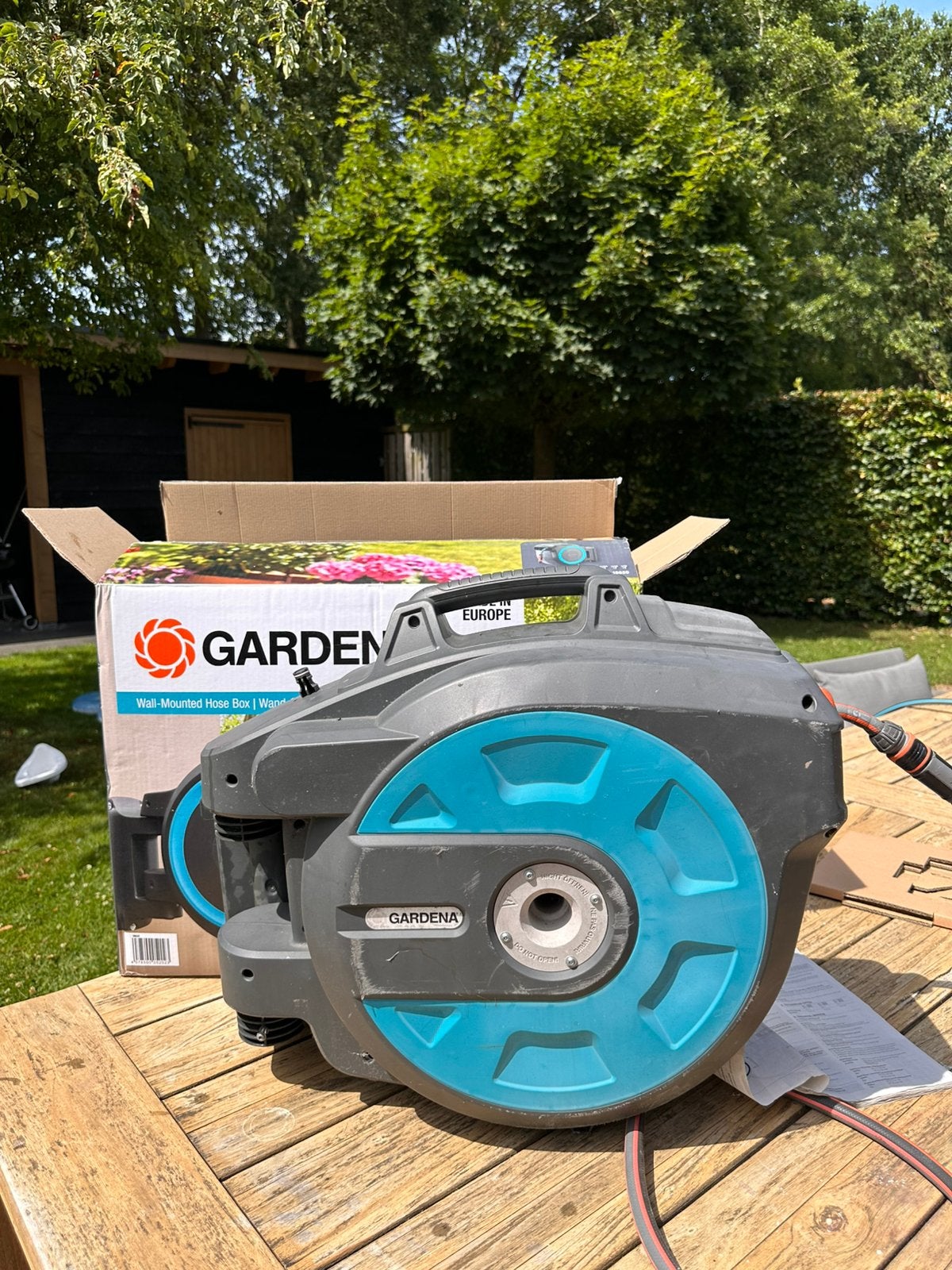 Gardena wandslangenbox Roll Up 25 meter, Ophalen of Verzenden, Gebruikt