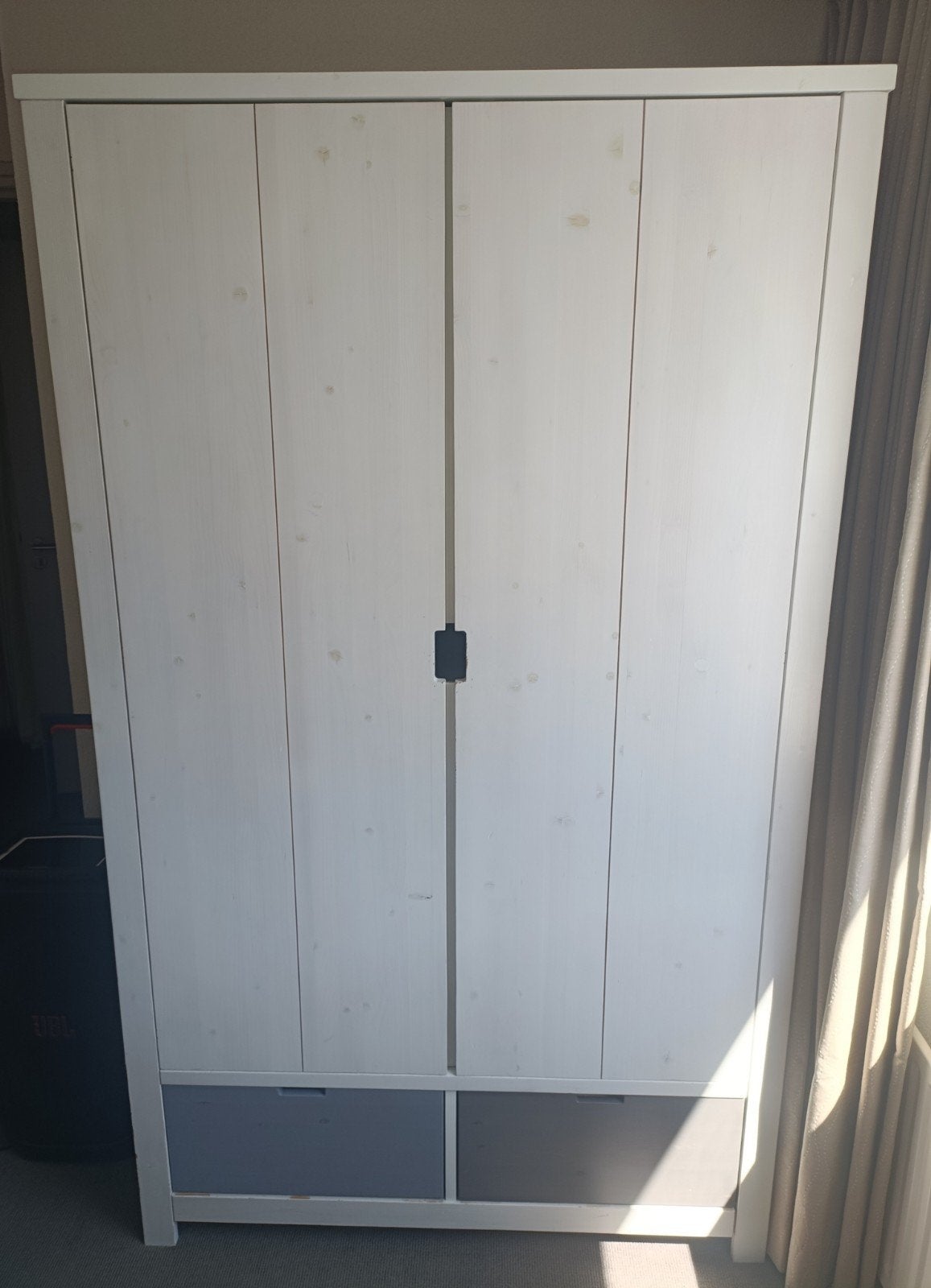 Bopita Basic Wood Kledingkast Wit/Grijs, Huis en Inrichting, Ophalen, 100 tot 150 cm, Modern, Scandinavisch, 200 cm of meer